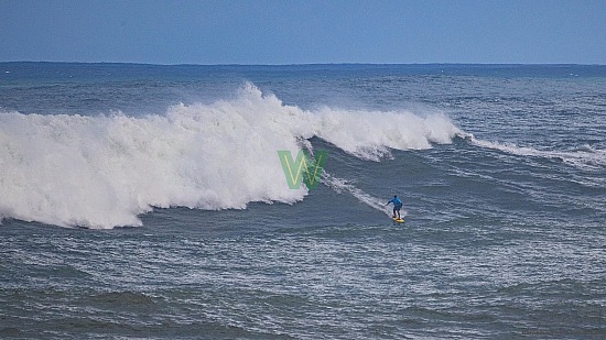 big wave surfing, blue vest, haena, hāʻena, yellow board, 01/16/21