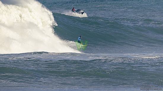 big wave surfing, blue vest, haena, hāʻena, yellow board, 01/16/21