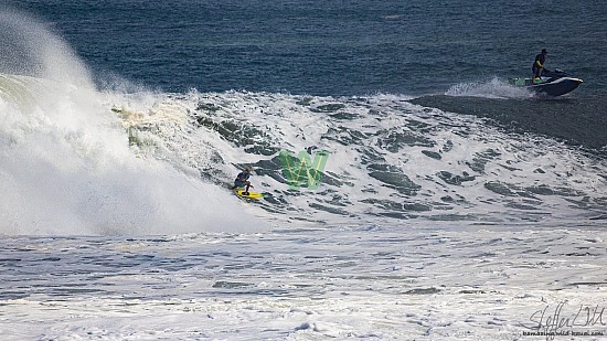 big wave surfing, black vest, haena, hāʻena, yellow board, 01/16/21