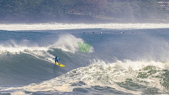 big wave surfing, blue vest, haena, hāʻena, yellow board, 01/16/21