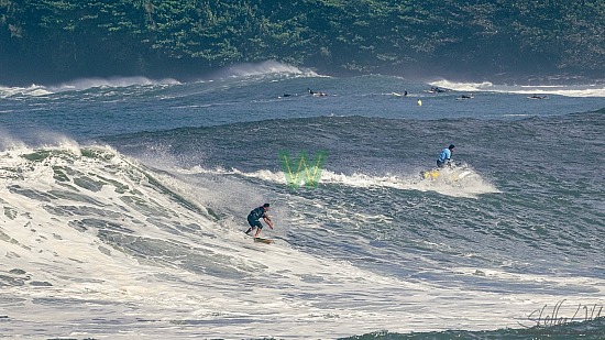 big wave surfing, haena, hāʻena, red vest, yellow board, 01/16/21