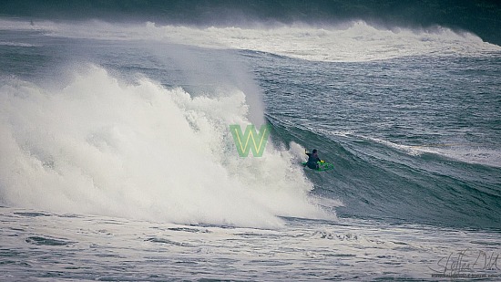 big wave surfing, green board, haena, hāʻena, red vest, 01/16/21