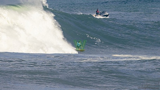 big wave surfing, blue vest, haena, hāʻena, yellow board, 01/16/21