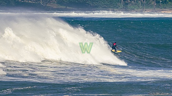 big wave surfing, haena, hāʻena, red vest, yellow board, 01/16/21