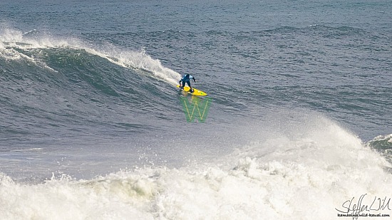 big wave surfing, blue vest, haena, hāʻena, yellow board, 01/16/21