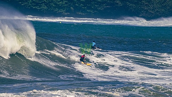 big wave surfing, haena, hāʻena, red vest, yellow board, 01/16/21