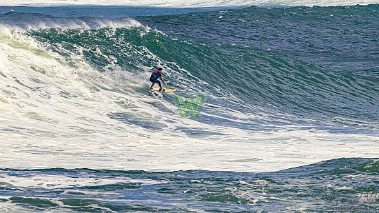 big wave surfing, haena, hāʻena, red vest, yellow board, 01/16/21