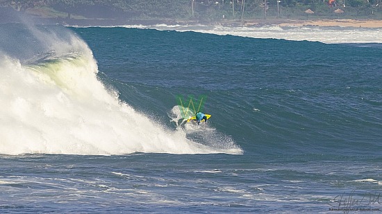 big wave surfing, blue vest, haena, hāʻena, yellow board, 01/16/21